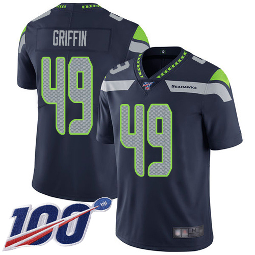 Seattle Seahawks Limited Navy Blue Men Shaquem Griffin Home Jersey NFL Football #49 100th Season Vapor Untouchable